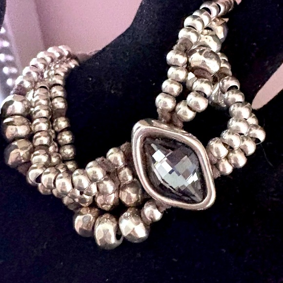 Uno de 50 sterling silver-plated beads w/ faceted stone toggle bracelet.❣️ - Picture 2 of 7